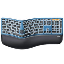 ProtoArc Backlit Wireless Ergonomic Keyboard, EK01 Plus Full Size Ergo Keyboard with Wrist Rest, Split Design, Rechargeable, Bluetooth and USB, Natural Typing Compatible with Windows/Mac/Android, Blue