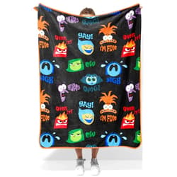 Jay Franco Disney Pixar Inside Out Plush Throw Blanket - Measures 40 x 50 Inches - Black Super Soft Lightweight Fleece Bedding