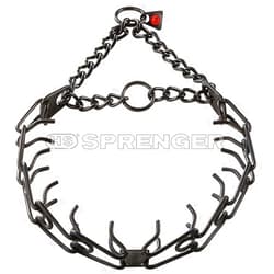 Herm Sprenger Black Stainless Steel Ultra-Plus Prong Collar with Center-Plate and Assembly Chain - 3.2 mm x 23 inches