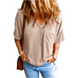 EVALESS Womens Summer Tops Oversized T Shirts Short Sleeve Blouses for Women Dressy Casual Work Outfits
