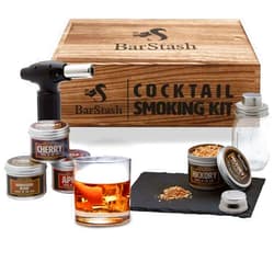 BarStash Whiskey Smoker Kit with Torch, Cocktail Smoker Kit with Burnt Wood Box, Birthday Gifts for Men, Bourbon Whiskey Gift for Men, Old Fashioned Smoker Kit, Drink Smoker Infuser Kit