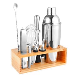 NICEAO Cocktail Shaker Set Bartender Kit, NICEAO 10-Piece Bar Kit, 25oz Martini Shaker, Mixing Spoon, Double Jigger, Liquor Pourers, Muddler, Strainer and Ice Tongs, Professional Bar Set Tools