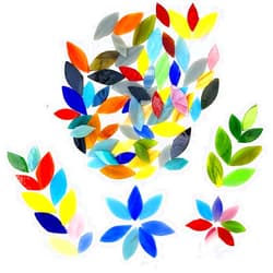 Hozzwhoo DIY Glass Petal Mosaic Tiles, 100 Pieces Assorted Size and Colors Stained Glass Flower Leaves Handmade Crafts, Decorations for Home, Kitchen,Bathroom Mosaic Projects, Easy for Beginners