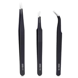 Kaverme 3PCS Precision Tweezers Set, Upgraded Anti-Static Stainless Steel of Tweezers, for Electronics, Soldering, Laboratory Work, Jewelry-Making, Model, Craft