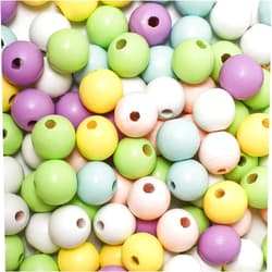 HPLYEL 300 PCS Easter Wooden Beads,16mm Colorful Craft Round Natural Unfinished Wood Beads DIY Farmhouse Garland Party Making Decorations