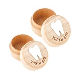 yuntop 2Pcs Tooth Fairy Box Wooden Tooth Fairy Keepsake Box Lost Teeth Storage for Kids Milk Teeth Container Box for Boy or Girl