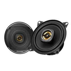 PIONEER TS-A1081F, 2-Way Coaxial Car Audio Speakers, Full Range, Clear Sound Quality, Easy Installation and Enhanced Bass Response, Black and Gold Colored 4” Round Speakers