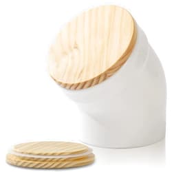 TreaHome Salt Cellar with Airtight Lid, Ceramic Salt Pig, Salt Containers for Countertop, Sealed and Moisture-Proof, Easy Access, Dishwasher Safe (White)