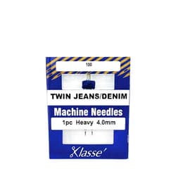 Klasse Twin Jean Needle, Size 4.0mm/100 1/Pkg 5