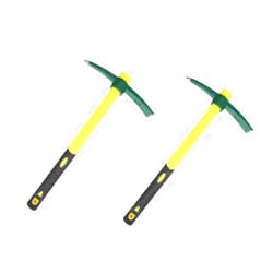 ESCULTORA 2PCS 18 Inches Steel Forged Pickaxe, Sturdy Durable Mattock Hoe, Weeding Pick Axe with Lightweight Plastic Coated Fiberglass Handle Suitable for Digging, Weeding, Gardening, Camping