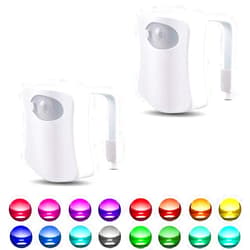 BSASHF 2 Pack Color Changing Toliet Night Light Motion Sensor Led Toilet Motion Activated Led Light Washroom Light UV Slap Activated Butt Lamp Smart Light Commode Night Lamp(16 2)