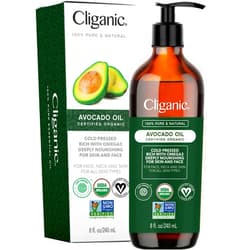 Cliganic Organic Avocado Oil, 100% Pure (8oz) - for Skin & Hair, Nourishing Carrier Oil for Face & Body