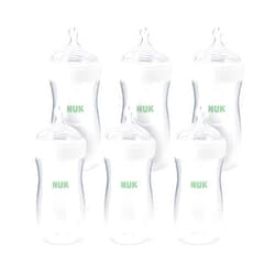 NUK Simply Natural Bottle with SafeTemp, 9 oz, 6 Pack, 1+ Months 9 ounce (6 Pack) Neutral New W/ Safe Temp