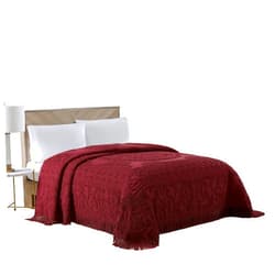 Beatrice Home Fashions Medallion Chenille Bedspread, Queen, Burgundy