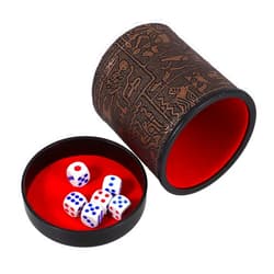 HAKIDZEL Silent Dice Cup with Red Felt Lining PU Material Shaker for Party Games Includes Dice and Base Compact Quiet Shaking Container for Family Gatherings and Indoor Entertainment