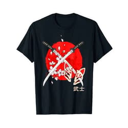 Ancient Japanese Military Warrior Japan Artworks Ancient Japanese Cherry Blossom Samurai Katana Sword T-Shirt