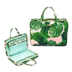 Conair Travel Toiletry Bag - Makeup Bag - Cosmetic Bag -Travel Makeup Bag - Perfect for Vacations - Weekender Shape - Pink Palm Print