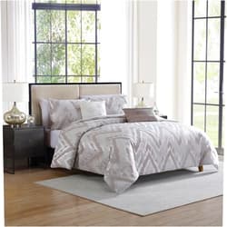 Tahari Home Queen Size Bedding Set - 5 Piece | Comforter, 2 Shams & 2 Decorative Pillows | Elegant Home Decor | Soft, Durable & Breathable | Fade & Wrinkle Resistant | Lilliana Collection, Light Gray