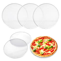 Nuogo 5 Pcs 16 Inch Pizza Pan with Holes Aluminum Mesh pizza Screen Seamless Round Tray for Oven Nonstick Baking Sheet for Kitchen Bakery Restaurant BBQ Party Cookware Supplies