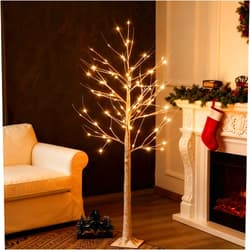 Nakolulu 6 Feet Lighted White Birch Tree, Warm White USB 8 Modes Dimmable Control for Indoor Outdoor White Birch Tree Lights, Thanksgiving Christmas Decorations Pre-Lit Artificial Tree (Warm White)