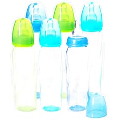 Evenflo Feeding Premium Proflo Vented Plus Polypropylene Baby, Newborn and Infant Bottles - Helps Reduce Colic - Teal/Green/Blue, 8 Ounce (Pack of 6)