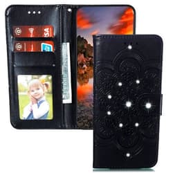 LEMAXELERS LG Velvet 5G Case Bling Diamond Mandala Embossed Wallet Flip PU Leather Magnetic Card Slots with Stand Cover for LG Velvet/LG G9 Diamond Mandala Black LD
