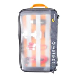 Lowepro GearUp Pouch Large, Travel Essentials, Travel Case for PC Cables, Adapters, Batteries, Chargers, Small Cameras, USB Sticks and Laptop Accessories, Made of Recycled Fabric, Grey
