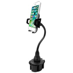 Macally Car Cup Holder Phone Mount - 8” Long Flexible Gooseneck Cell Phone Holder Car Cup Holder with 360° Adjustable Holder - Universal Cup Phone Holder Fits with/without Case up to 4.1” Wide