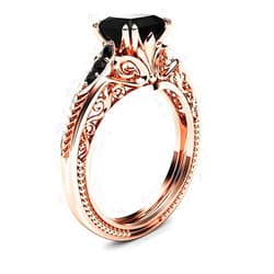 RKKOJJO 925 Sterling Silver Shiny Full Diamond Black Gemstone Ring Cubic Zirconia Rings CZ Diamond Ring Eternity Engagement Wedding Band Ring for Women