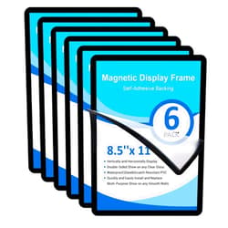 Towjug Self-Adhesive Magnetic Sign Holder, 8.5 x 11 Movable Sticky Document Frame for Glass Windows, 6 Pack Black Magnet File Window for Certificate Poster Flyer Picture with Adhesive Backing
