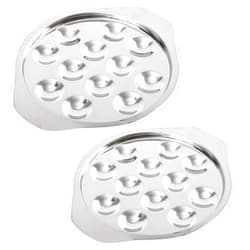 ACKEIVTO 2 Packs Stainless Steel Snail Mushroom Escargot Plate Dishes 12 Compartment Holes