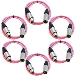 Seismic Audio - SAXLX-3Pink-6Pack - 6 Pack of 3 Foot Pink XLR Patch Cables Mic Cords - 3 Pin XLR Male to XLR Female Microphone Cables - 3'