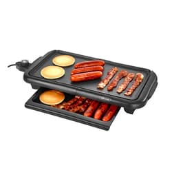BELLA Electric Griddle with Warming Tray - Smokeless Indoor Grill, Nonstick Surface, Adjustable Temperature & Cool-touch Handles, 10