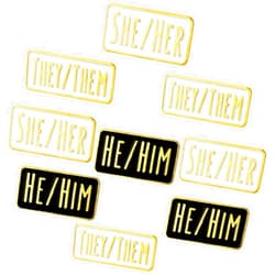 Jutom 9 Pieces Pronoun Pin Gender Identity Pins Nonbinary Pronoun Buttons He Him Pronoun Pin She Her Pin They Them Pin Badges Pins for Lapel, Hat, Backpack