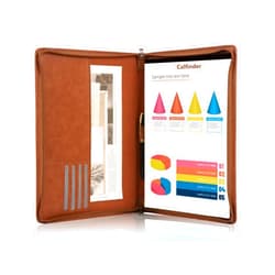 Calfinder Leather Portfolio Women, Vegans Leather Padfolio, Resume Portfolio Folder for A4 Letter Size Notepad Holder, Business Document Organizer Ordner, Gift for Women/Men, Brown