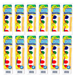 Crayola Washable Watercolor Paint Sets for Kids (12ct), Bulk Arts & Crafts Supplies, 8 Paint Colors, Brush Included, Easter Basket Essentials & Gifts