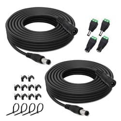 HayEastdor 2PCS 33FT(10m) 12V DC Power Extension Cable with Power Jack Adapter Connectors(2 x Male + 2 x Female) 5.5mm x 2.1mm DC Power Adapter Extension Cord and Cable Wire Ends Plug HE030-2