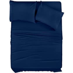 Generic Bedding King Fitted Sheet Set, 4 Piece Bedding Set, Brushed Microfiber, Shrinkage and Fade Resistant (Navy, Queen, Queen)