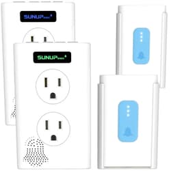 SUNUPelec Wireless Doorbell,Door Bell Kit with Extra Outlets & Nightlight,1400Ft Range,Doorbell Signal Extender,IP65 Waterproof,Do Not Disturb Mode,LED Flash,38 Chimes(White,2 Button & 2 Receiver)