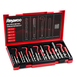 Reywoo 150 PC Helicoil Thread Repair Kit, Metric Helicoil Kit with HSS Drill Bits Inserts Taps Break Off Tools, Rethreading Tools in M5 M6 M8 M10 M12 Sizes