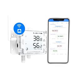 UbiBot GS1-AETH1RS Ethernet & WiFi Temp/Humidity/Illumination Sensor, Data Logger, External Probe Extension, Scheduled Reports, Multiple Alert Types, Free App (2.4GHz WiFi & Ethernet, No Hub Required)