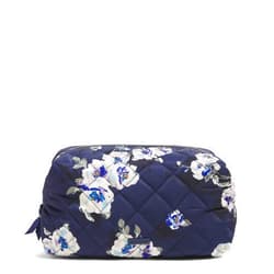 Vera Bradley Women's Performance Twill Large Cosmetic Makeup Organizer Bag, Blooms and Branches Navy, One Size