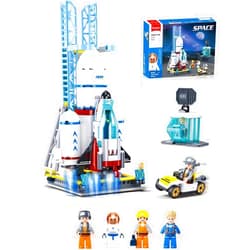 Sluban City Space Launch Center Building Set, Rocket Launchpad Building Kit with 4 Astronaut Minifigures for STEM Role-Play, Gift Toys for Boys 6-12, Compatible with Lego Space, 424 PCS
