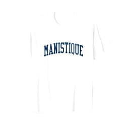 Jim Shorts - Manistique Michigan T-shirts & Tees Manistique MI Vintage Athletic Sports JSN2 Navy Print T-Shirt