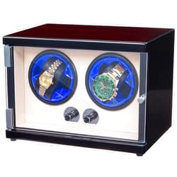 GOCHIFIX Watch Winder, Double Watch Winders for Automatic Watches with 5 Rotation Modes Quiet Automatic Watch Winder with Auto-Stop Function, Blue Illuminated Dial, Gift for Man