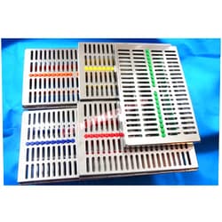 SYNAMED USA New Set of 5 German Stainless Dental Autoclave Sterilization Cassette Rack Box Tray for 20 Instruments Set of 5 Color
