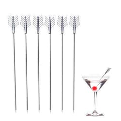 Sipoyen Arrow Cocktail Picks for Drinks 4 Inch Stainless Steel Reusable Metal Martini Picks Cocktail Garnish Skewers 6-Piece