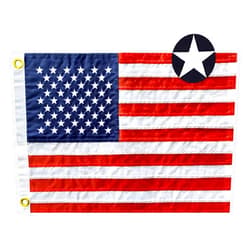 Joven Embroidered Stars American Boat Flag 12.5 x 18 Inch - Heavy Duty Nylon Sewn Stripes US Pontoon Boat Marine Flags Banner with 2 Brass Grommets UV Fade Resistant