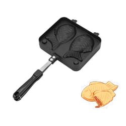 Yosoo Japanese Double Pan, Nonstick Fish-Shaped Pancake Waffle Maker Egg Bubble Pan Aluminum Alloy Baking Plate for Home Kitchen Use (Fish-Shaped Waffle Maker)