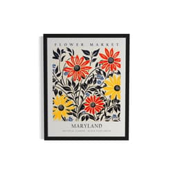 HomeArtPrint Maryland Flower Market Poster Art Print Botanical Wall Art Painting, Pastel Floral State Decor for Living Room and Bathroom 37 (Maryland Flower Market, 16 x 20 inches, Unframed)
